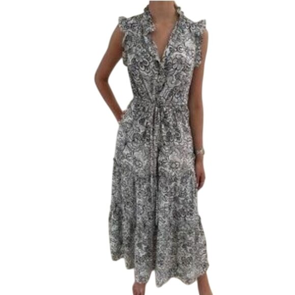 Who What Wear Modest Ruffled High Neck Flutter Short Sleeve Maxi Dress Size XS - Picture 1 of 6